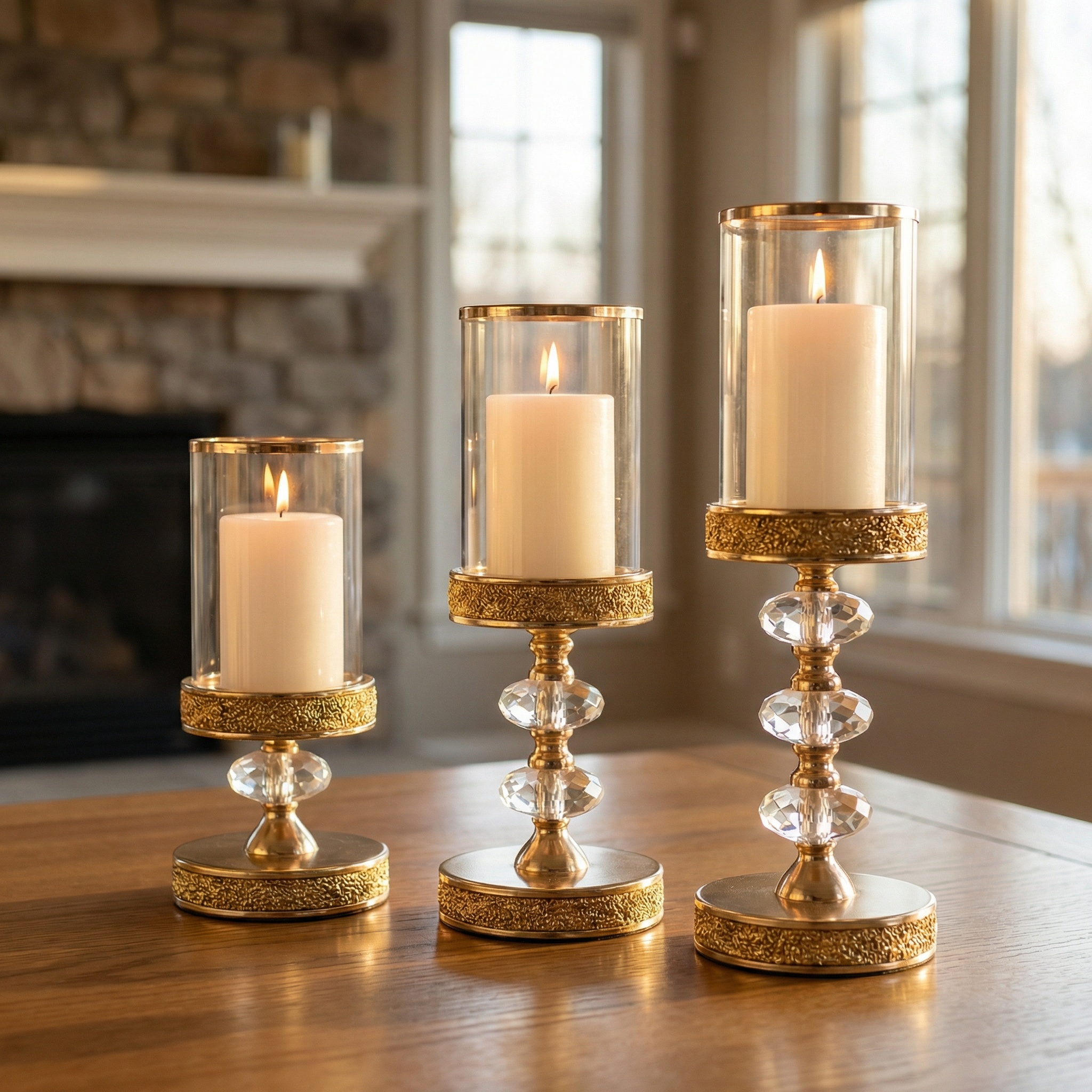 Candle Making Glass - Luxury Crystal Pillar Candle Holders Set