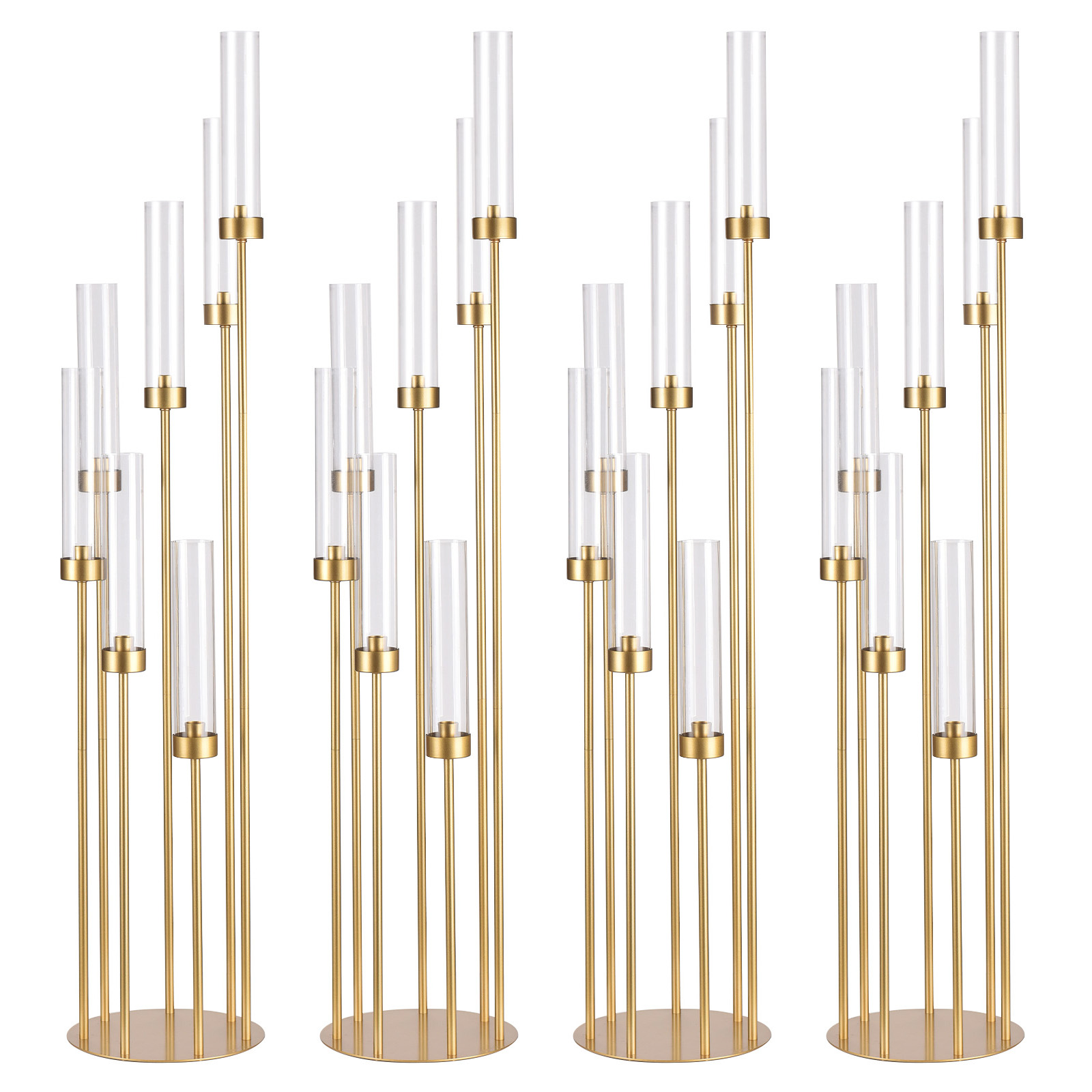 Candle Making Glass - 4 Sets 7-Arm Gold Floor Candelabra