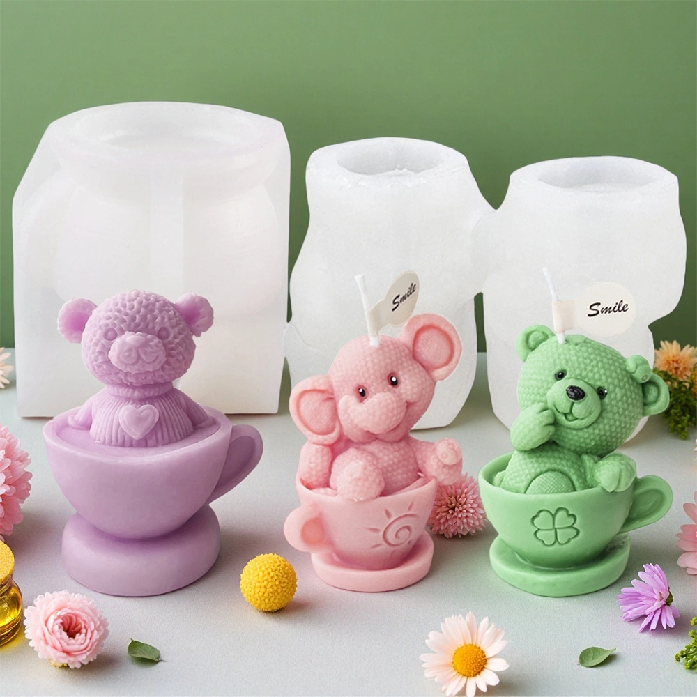Candle Making Books - Teddy Bear in Cup Silicone Mold