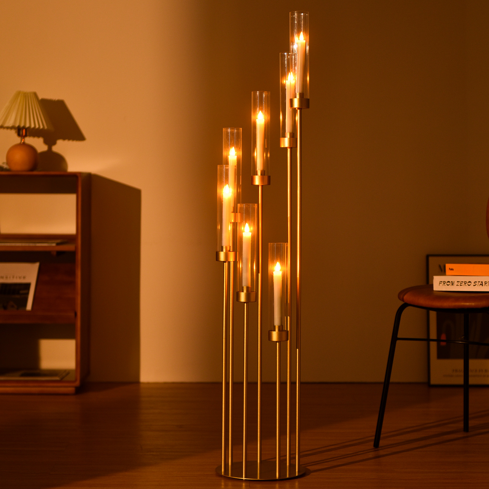 4 Sets 7-Arm Gold Floor Candel - Candle Making Glass ulasan dan harga