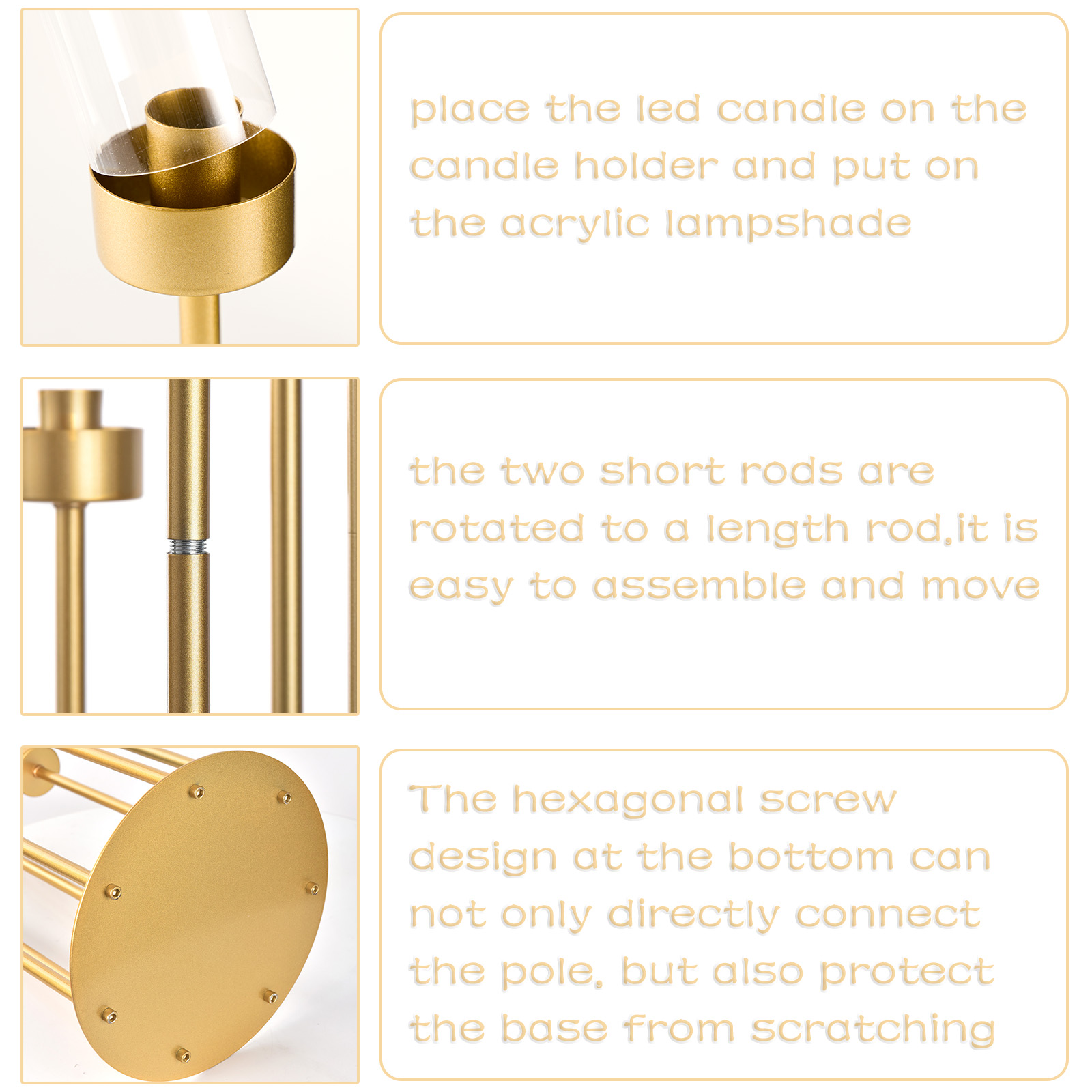 4 Sets 7-Arm Gold Floor Candel - Candle Making Glass ulasan dan harga