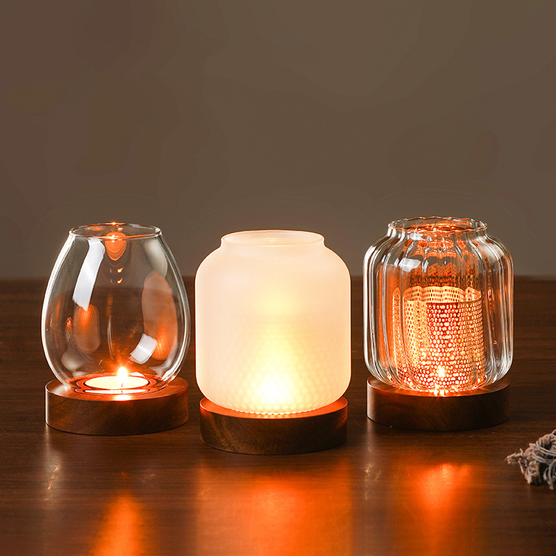 Vintage Wooden Candle Holder W - Candle Making Glass ulasan dan harga