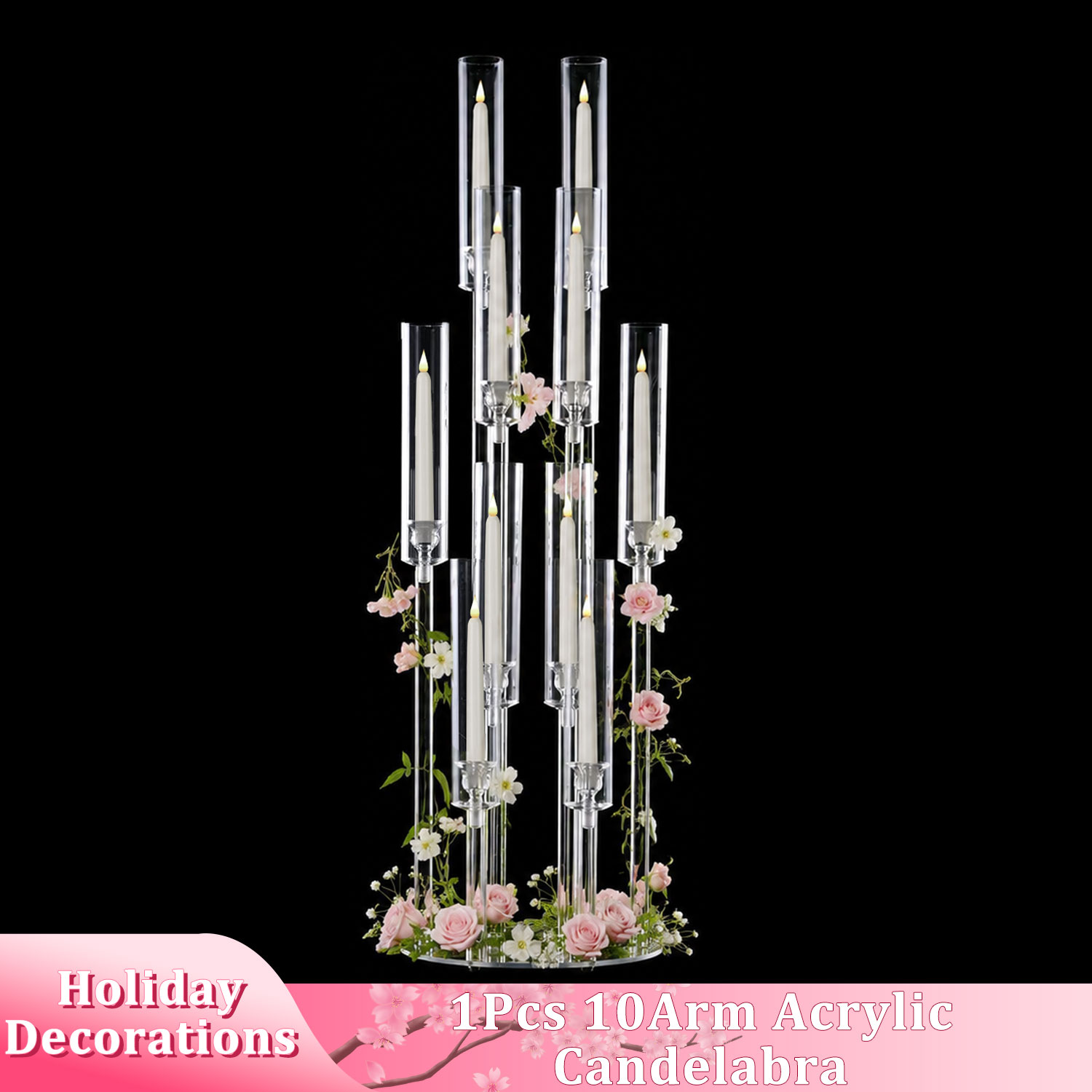 10 Arm Acrylic Candelabra Cent - Candle Making Glass ulasan dan harga