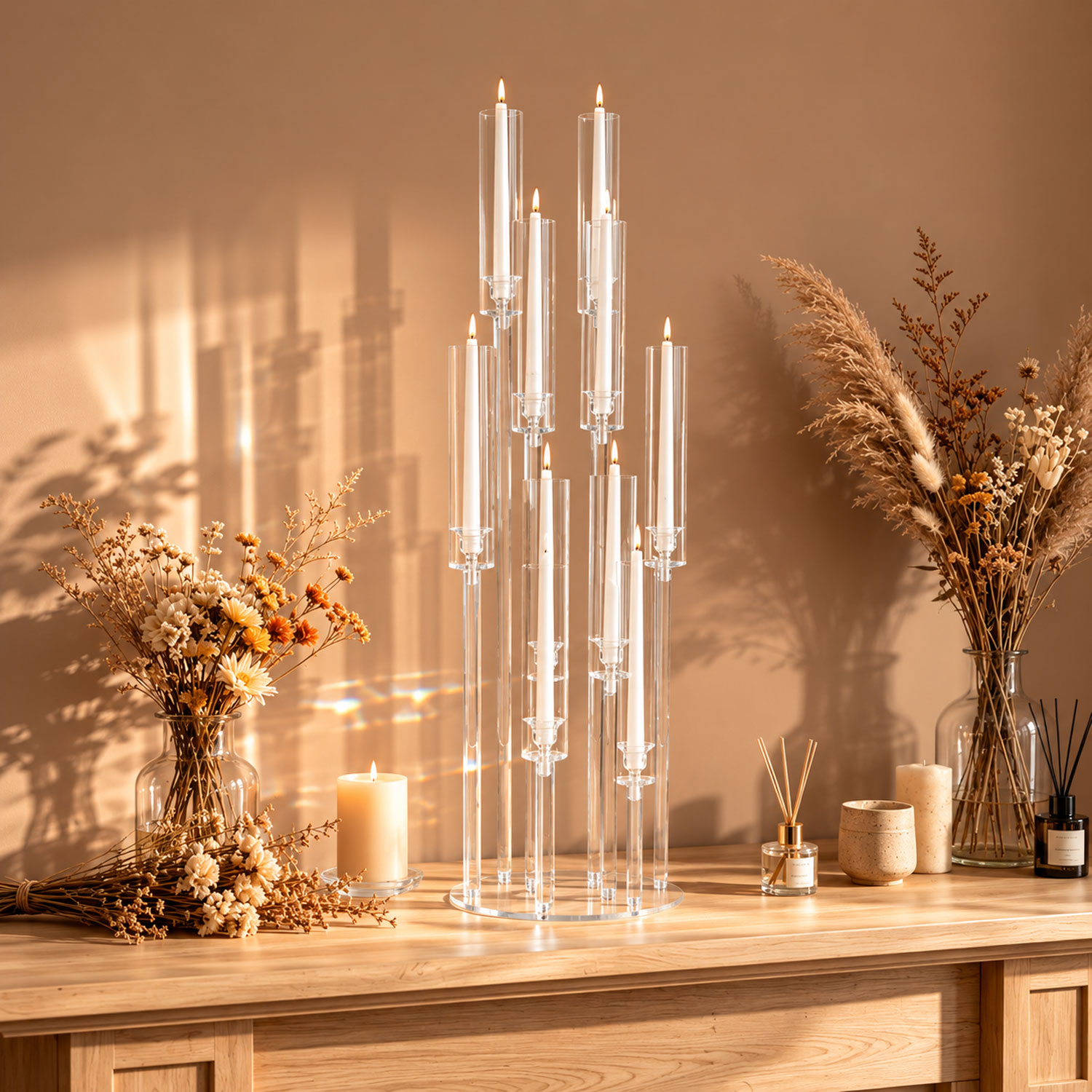 10 Arm Acrylic Candelabra Cent - Candle Making Glass ulasan dan harga