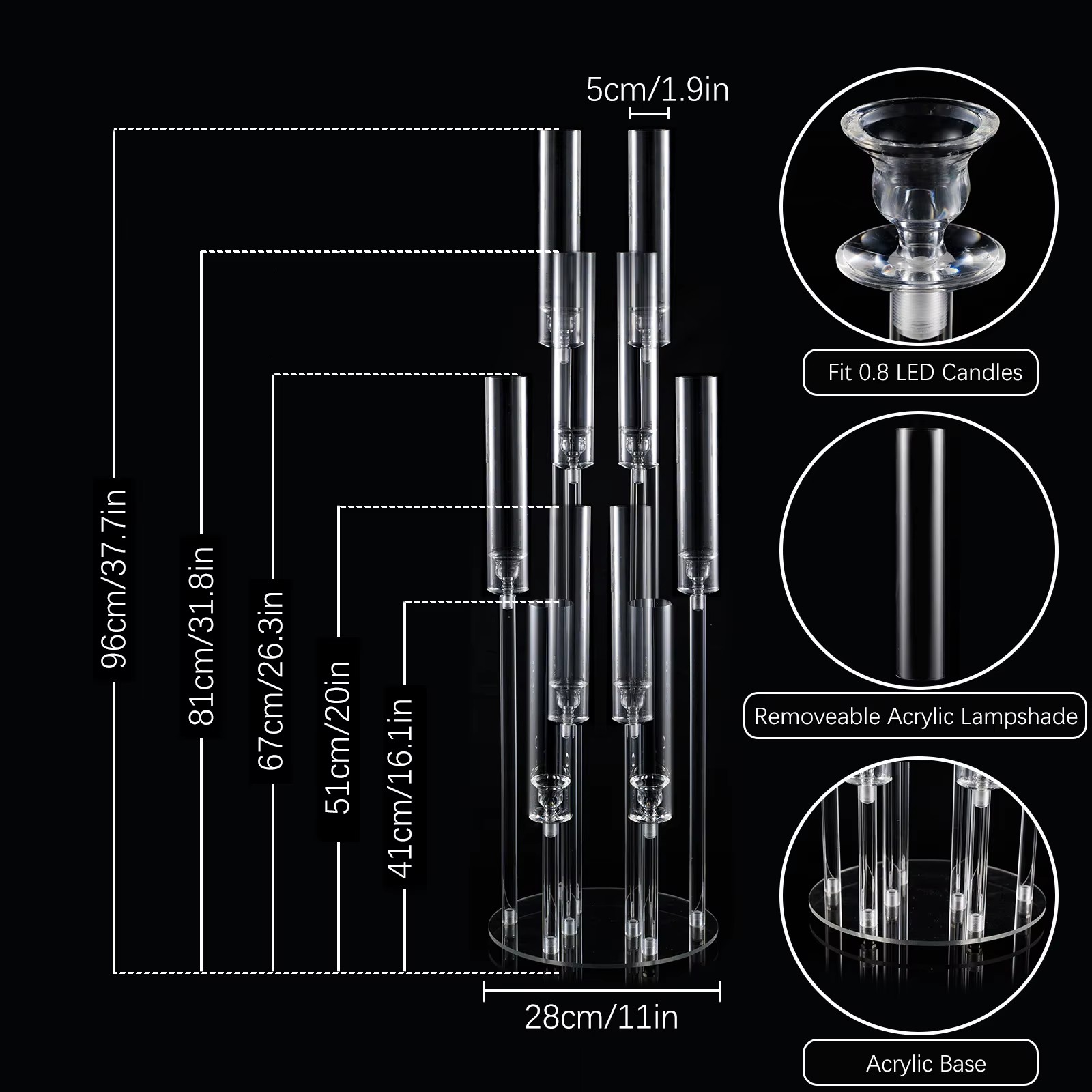 10 Arm Acrylic Candelabra Cent - Candle Making Glass ulasan dan harga