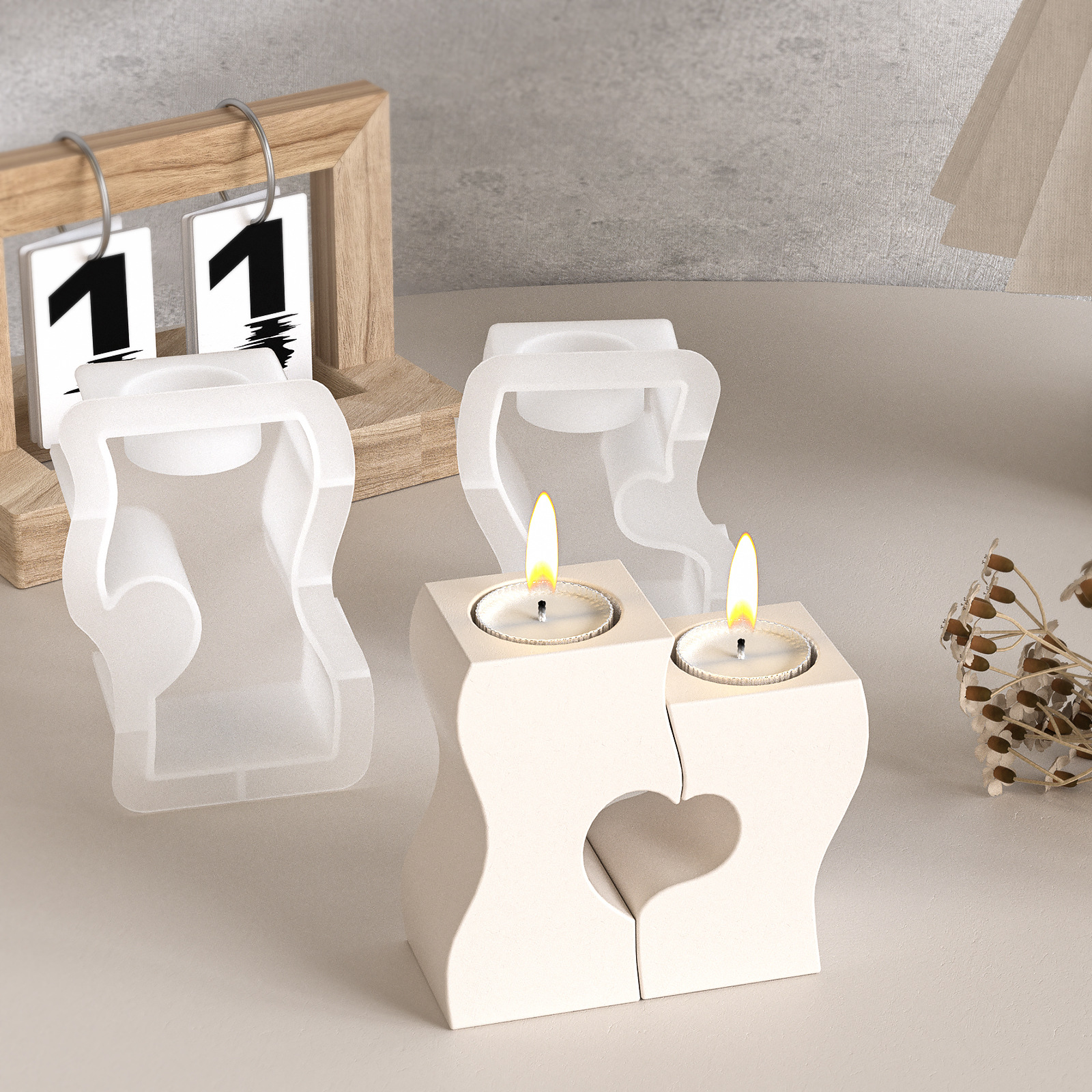 S Heart Candlestick Silicone M - Candle Making Things ulasan dan harga