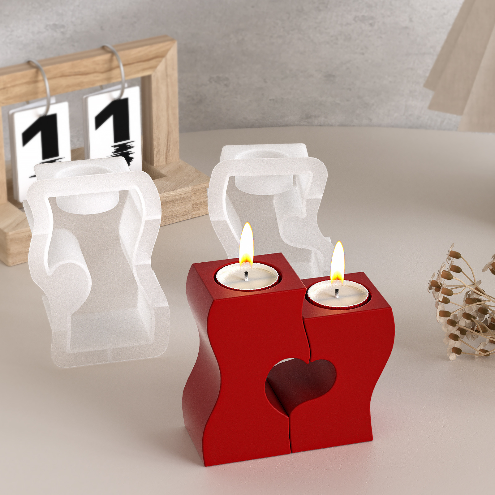 S Heart Candlestick Silicone M - Candle Making Things ulasan dan harga