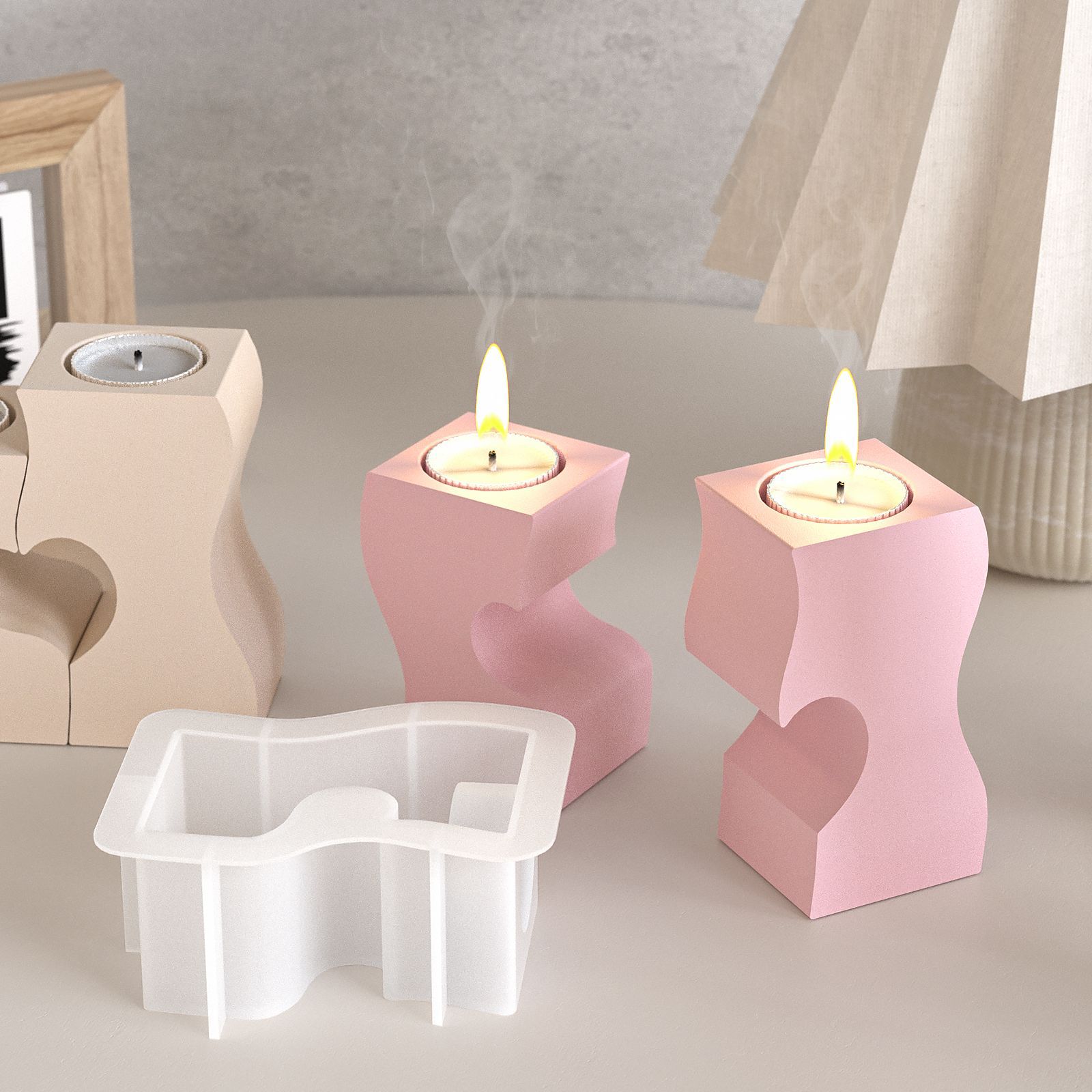 S Heart Candlestick Silicone M - Candle Making Things ulasan dan harga