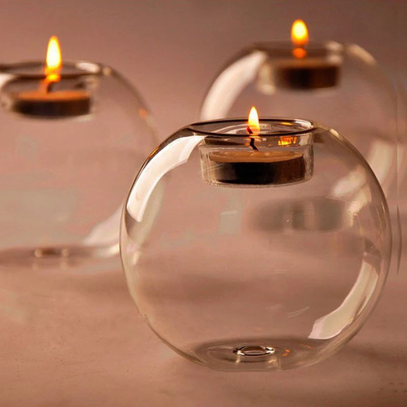 Elegant Round Glass Candle Hol - Candle Making Glass ulasan dan harga