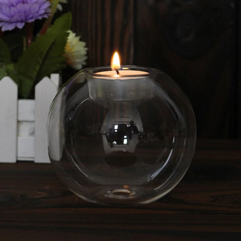 Elegant Round Glass Candle Hol - Candle Making Glass ulasan dan harga