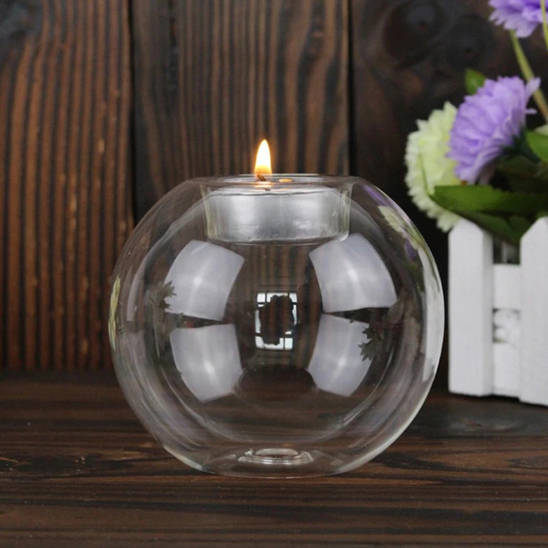 Elegant Round Glass Candle Hol - Candle Making Glass ulasan dan harga