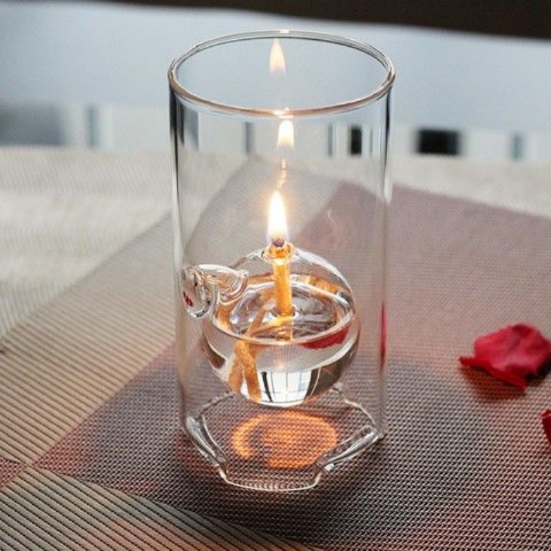 Romantic Glass Oil Lamp Transp - Candle Making Glass ulasan dan harga