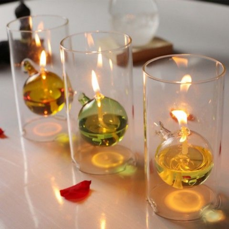 Romantic Glass Oil Lamp Transp - Candle Making Glass ulasan dan harga